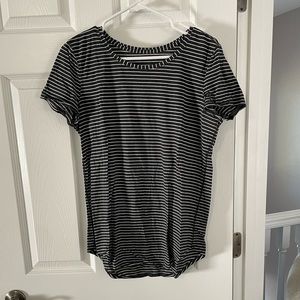 Lululemon love crew tee, gray & white stripe, size 8
